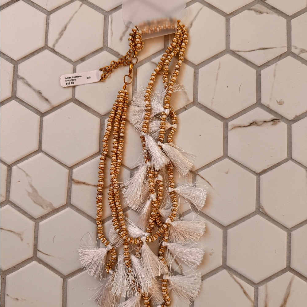 Roberta Roller Rabbit Gold and Cream Tassel Necklace